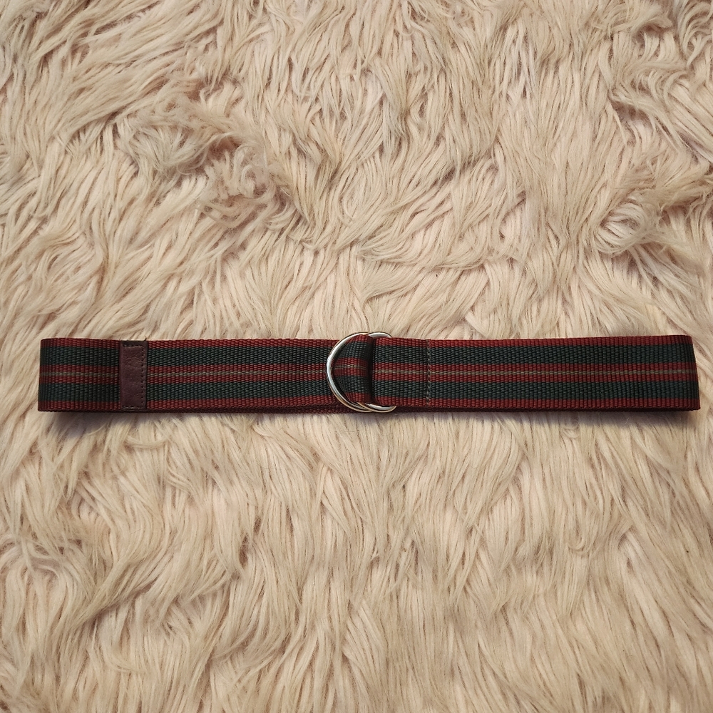Barney's New York belt striped double d-ring web adjustable - Picture 1 of 8